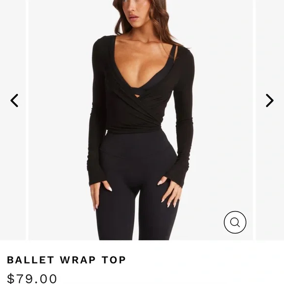 NWT CSB Black Ballet Wrap Top - Picture 8 of 8